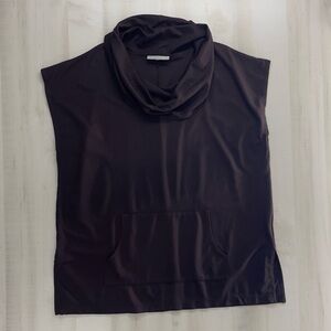 BRYN WALKER pip loose fit oversized cowl terry knit brown poncho tunic top M